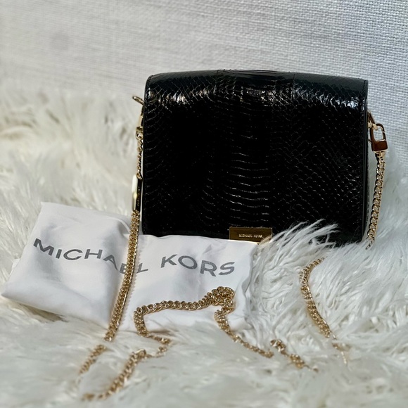 Michael Kors Jade Black Python Crossbody/Clutch - Picture 1 of 5
